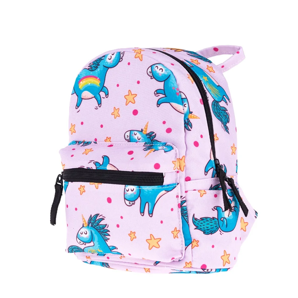 Синий Единорог 3D печать мини-рюкзак женщины Mochila masculina Кто заботится Холст