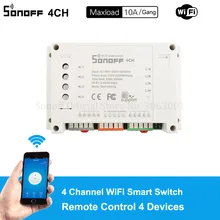 Sonoff 4CH 10А/банда Wifi смарт-коммутатор 4 банда четырехканальный дистанционный Wifi светильник переключатель управление 4 устройства работа с Alexa Google Home