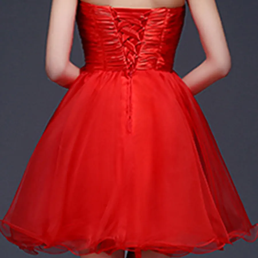 Очаровательные Бисероплетение трапециевидной формы без бретелек выше колена