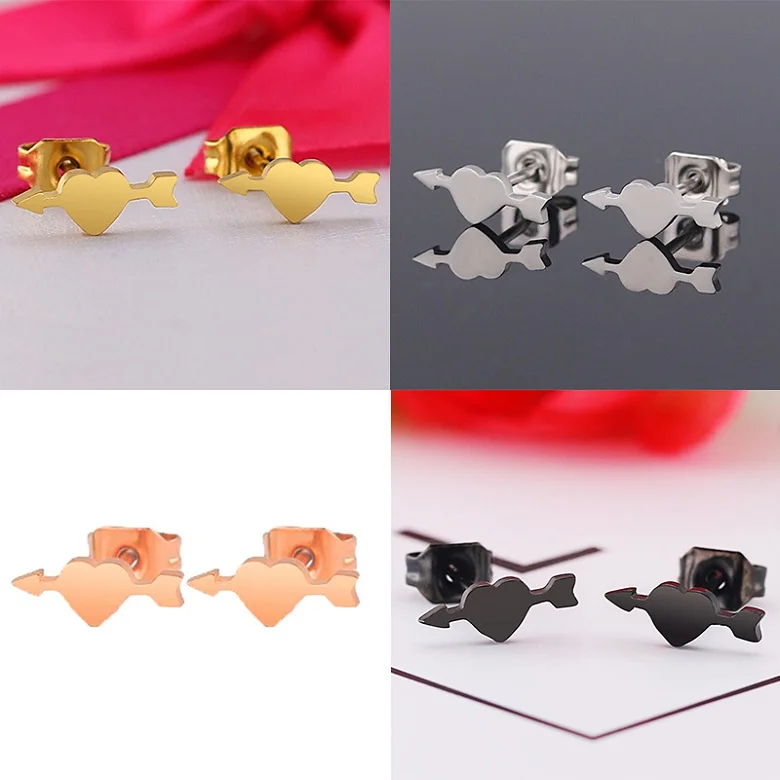 Yiustar New Arrival Romantic Earings for Girls Kids 304 Stainless Steel Stud Earrings Cute Tiny Love Earrings Jewelry Kids Gifts