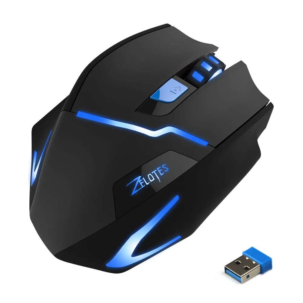 ZELOTES Беспроводная игровая мышь 2 4 ГГц 2400DPI Регулируемая для ноутбука ПК