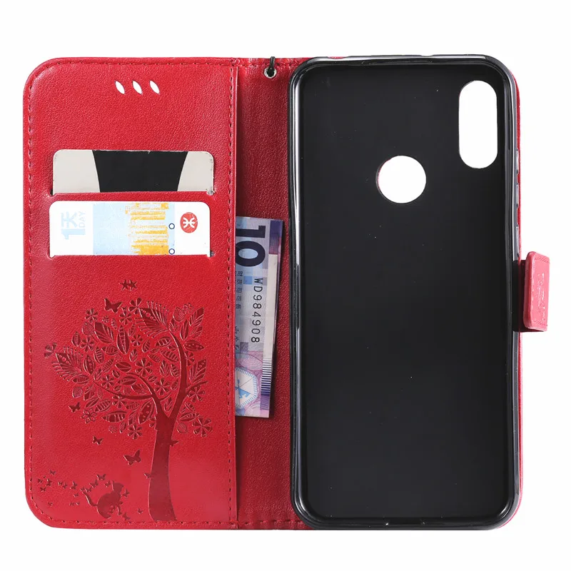 Кожаные чехлы для Huawei Y6 Prime Y 6 2019 чехол Coque Y7 7 кошелек с объемным рисунком кота флип