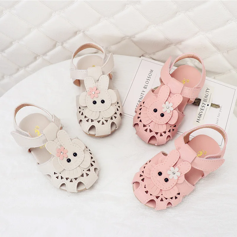 Сандалии с кроличьими ушками для девочек сандалии принцессы закрытым носком