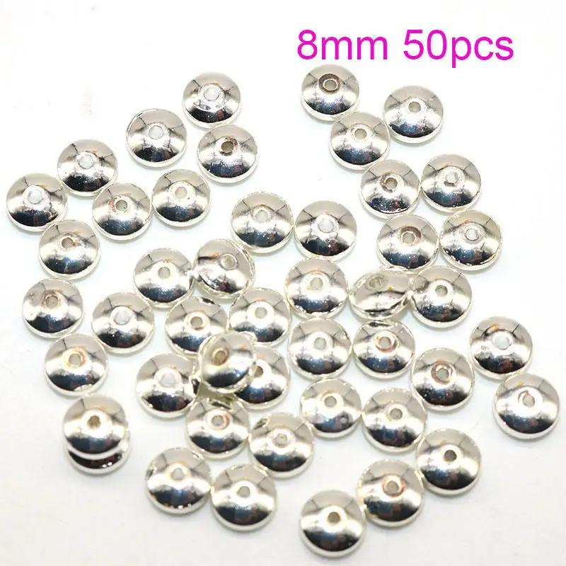 8mm Silver 6 мм 100 шт черный гематит желчный камень Бусины распорные бусины ручной работы Шарм, изготовление украшений не выцветает - Цвет: 8mm Silver