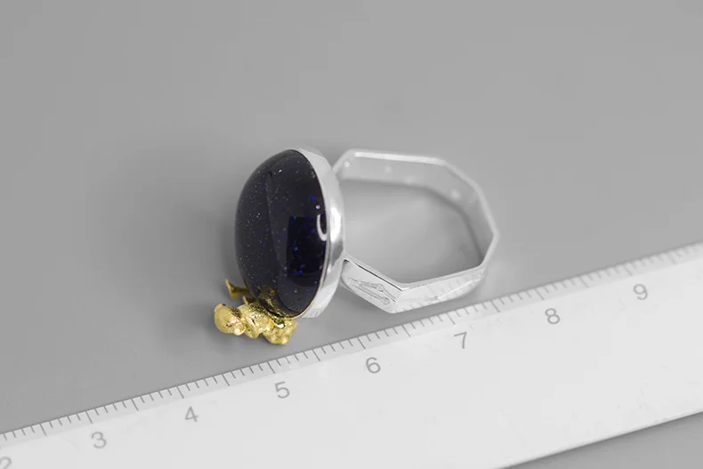 INATURE 925 пробы Серебряный Синий Песчаник интеллектуальные инопланетяне кольцо на палец для вечеринки ювелирные изделия