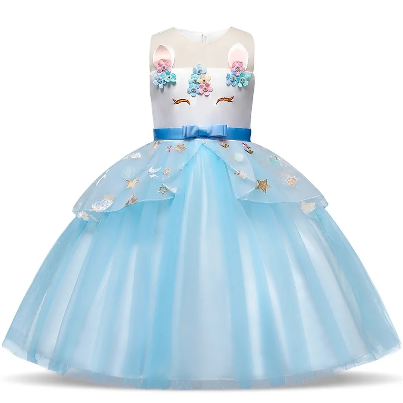 New Unicorn Dress Kids Dresses For Girls Elegant Princess Party Ball Gown Children Baby Girl Costume Fantasia Infantil | Детская одежда