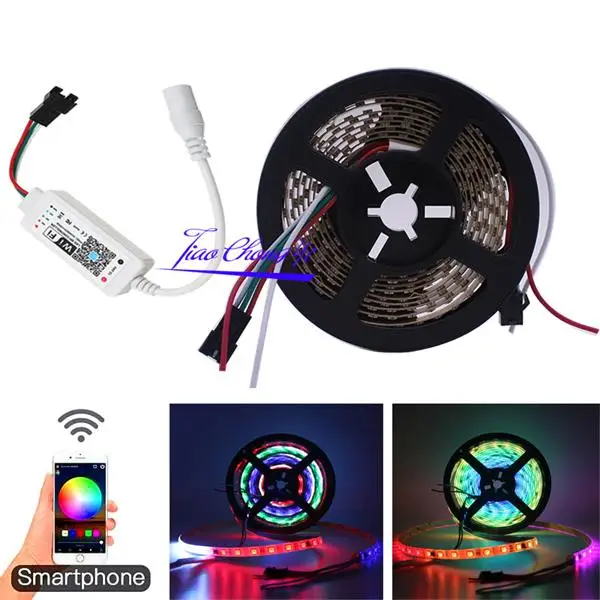 Светодиодная лента с usb-питанием WS2811 16703 умная ИС(интеграционная схема SMD 5050 30 светодиодов/м DC12V IP30 Водонепроницаемый RGB светодиодные огни с Питание+ умный wifi-контроллер - Испускаемый цвет: strip and controller