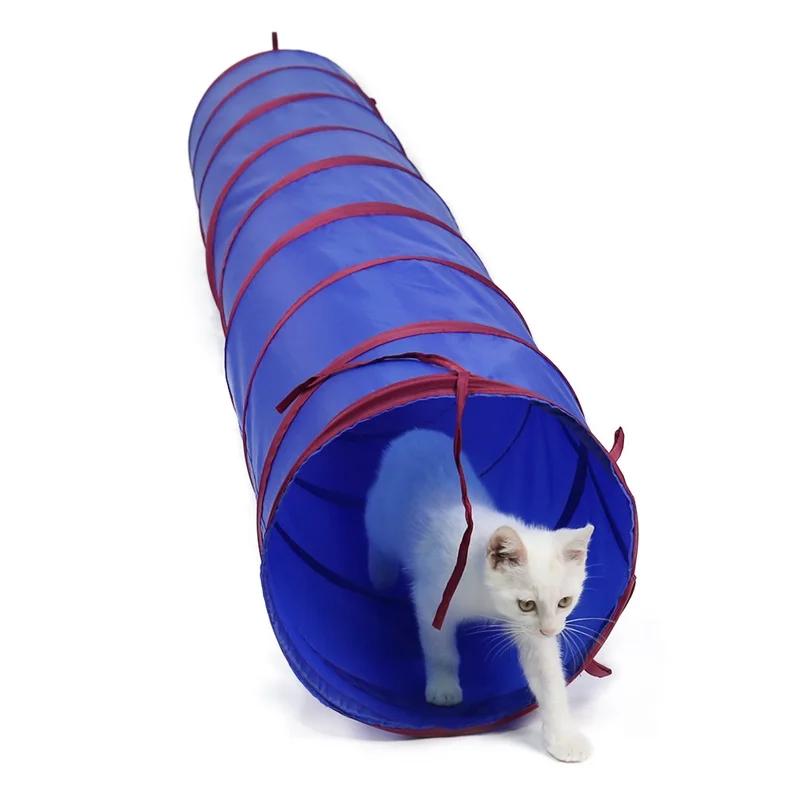 Blue Туннель для питомцев, кошек, забавный туннель для собак, кошек, 2 мулонг, туннельный котенок, игрушка для игр, складной туннель для ловкости, тренировочный туннель, легкий пакет - Цвет: Blue