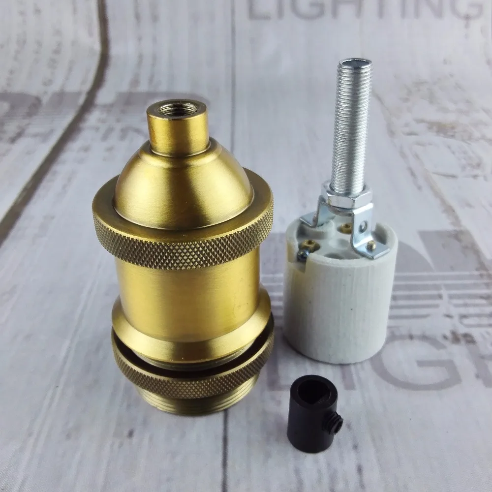 Бесплатная доставка матовая латунь DIY подвесной светильник с проводом E27