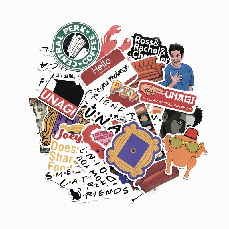 34PCS American drama friends friend stickers trolley suitcase luggage scooter graffiti sticker body | Игрушки и хобби