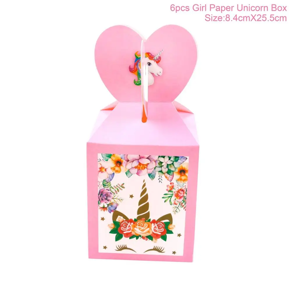 candy box 6 pcs FENGRISE Золотой Единорог рога торт Топпер на день рождения Дети сувениры любимый красочный торт украшение Единорог свадебные принадлежности - Цвет: candy box 6 pcs