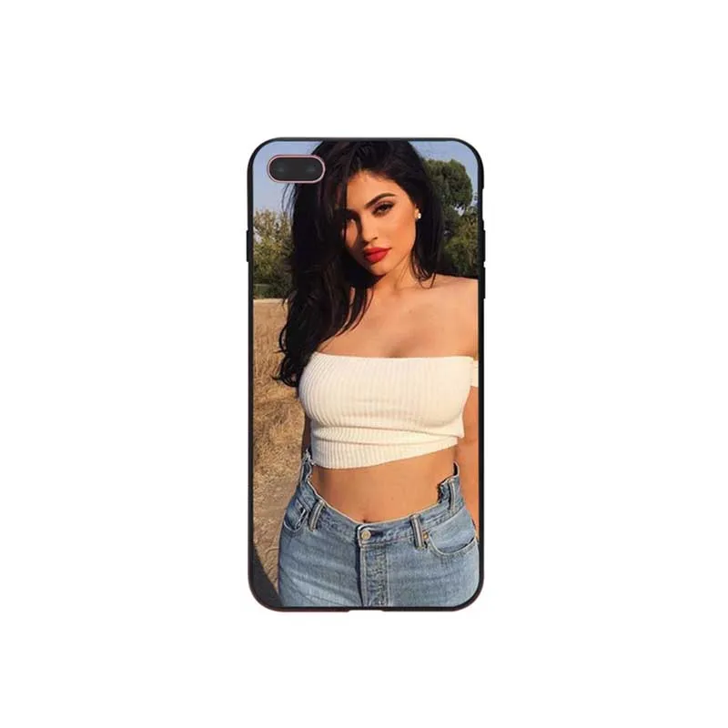 Кайли Дженнер произведения искусства для губ черный мягкий чехол телефона с