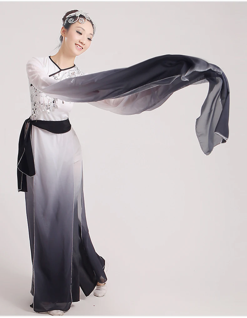 2017 китайские чернильные костюмы hanfu с рукавами женский длинный фанатский