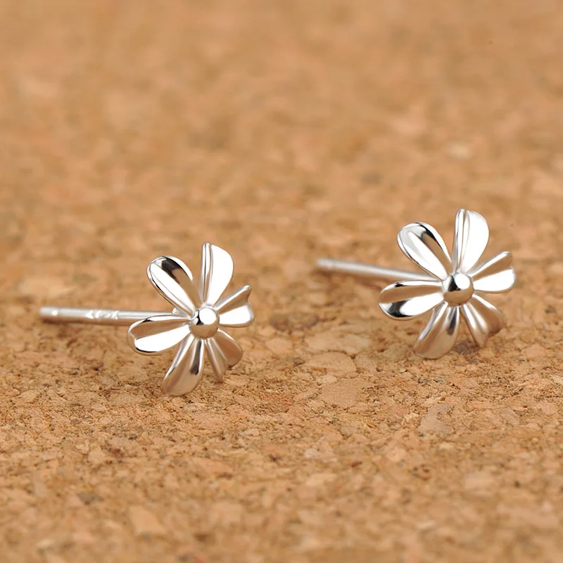 Wholesale Earrings Stud Female Sterling Silver Jewelry Flower Women Jewellery with Box White Gold Plated | Украшения и аксессуары