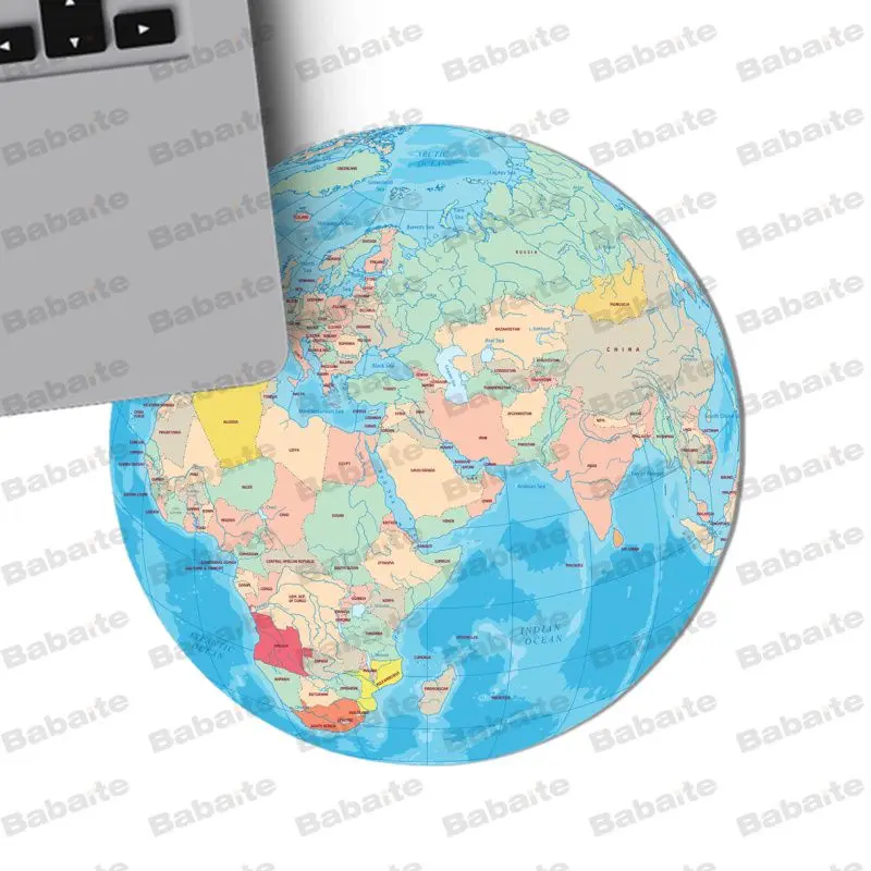 Игровой круглый коврик для мыши Babaite с забавной картой мира размер 220*220*2 мм