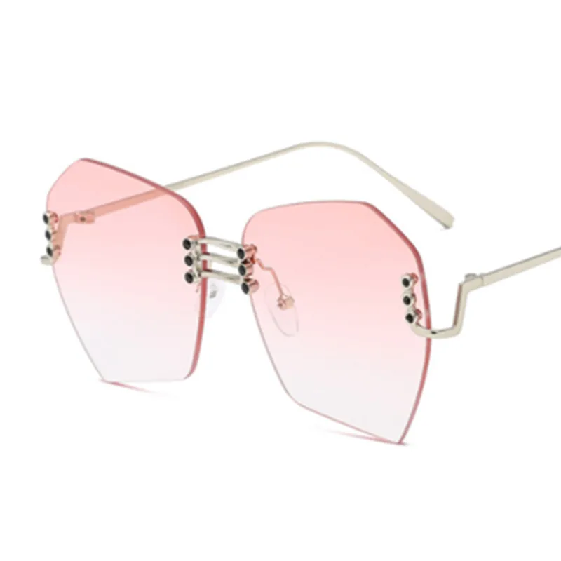 Эмодния женские розовые зеркальные очки без оправы Modis солнцезащитные Oculos culos с