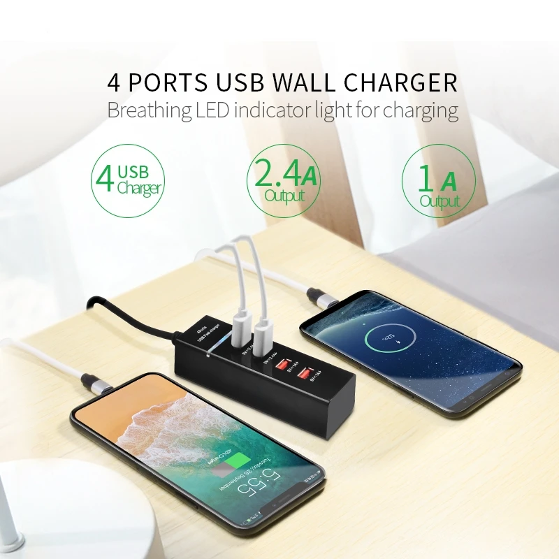 DCAE 4 USB зарядное устройство светодиодное настенное быстрая зарядка для