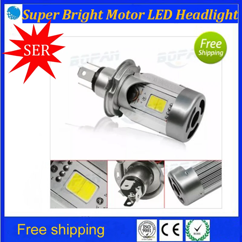 Продвижение мотоцикла H4 светодиодные фары hi lo 40 Вт 4000LM COB 6000 К белые стандартные