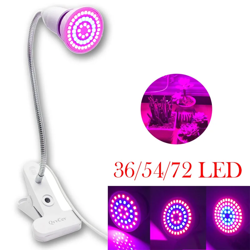 

Greenhouse Light Plant LED Grow Lamp 36/54/72 LED Indoor Flower Hydroponics System Growth Bulbs Lights With Desk Holder Clip