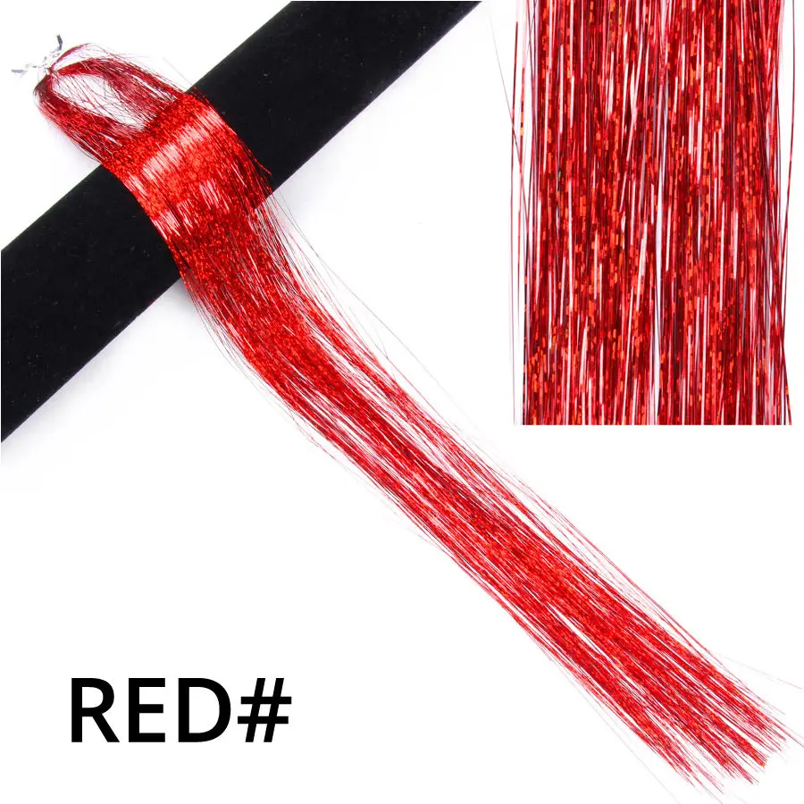 Red Alileader Блестки для волос цвета: золотистый, серебристый Sparkel волос Bling 1 посылка за лот Bling Радуга Шелковый Блестки для волос синтетических волос - Цвет: Red