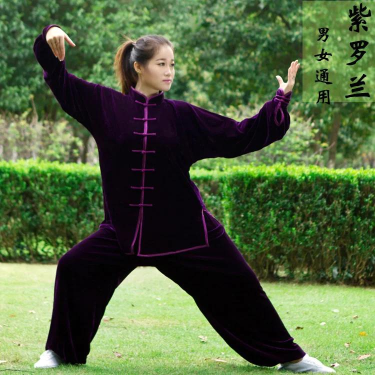 2019 Women Men Thick Warm Kungfu Suit Top Shirt Pants Martial Art Clothing Tai Chi Practice Coral Velvet Winter New | Тематическая