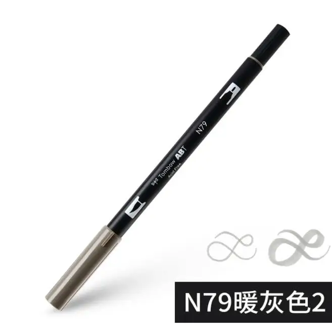 Японская кисть Tombow маркеры двойные акварельные художественные ручки надписи каллиграфия ручка кисть канцелярские принадлежности манга принадлежности для скрапбукинга - Цвет: N79 Warm Gray 2
