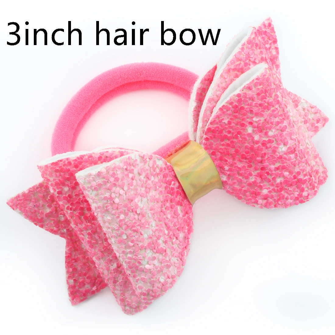 three layers-9 1 PC Child Hair Bow Tie Elastic Hair Band Glitter Hairbow Rope Rainbow Sequin Sparkly 3 Inch Bows Mermaid Girls Sweet Headwear - Цвет: three layers-9