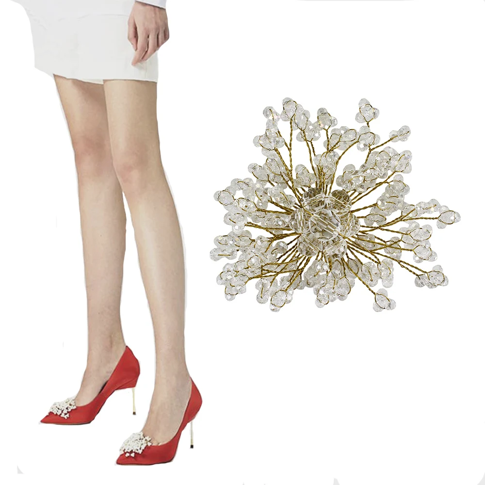 

Exquisite Flower Beaded Patches 3D Applique for Bridal Wedding Dress Brooches Shoes Decorated Handmade Craft 2 pieces