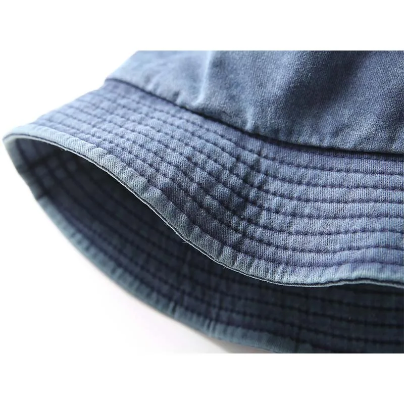 DRESSUUP Washed Denim Bucket Hat Women Outdoor Fashion Sun Cap Fishing Hiking Hats For Men Cotton Ladies Foldable Chapeu