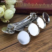 20mm 5pcs silver color gold plated hair clips hairpin cameo glass cabochons base supplies for jewelry hc 005
