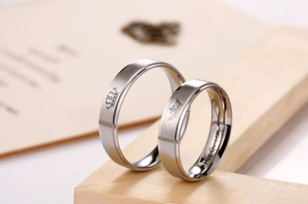 King and Queen Stainless Steel Ring Sets -match jewelry box | Украшения и аксессуары