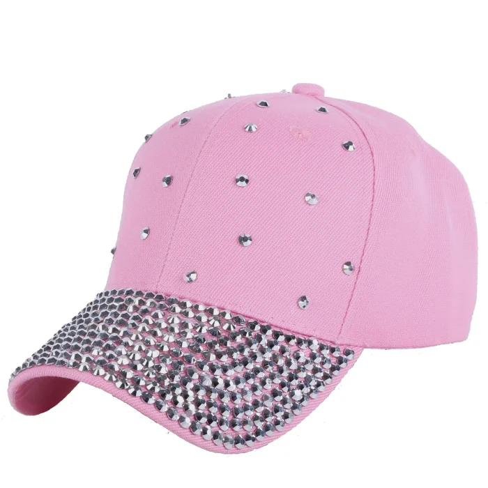 pink cap Женская кепка, новинка, модная бейсболка, шапки, Стразы ручной работы, роскошные кепки, для женщин и девушек, повседневные кепки, bone gorras casquette - Цвет: pink cap