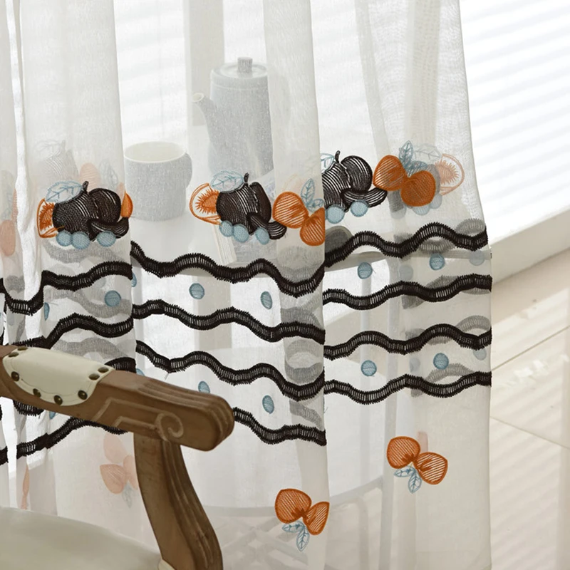 

Curtains Embroidered Voile For Children Bedroom Tulle Kids Window Screening Living Room