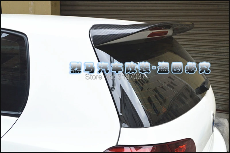 

For Volkswagen Golf 6 VI MK6 & R20 2010~2013 Carbon Fiber Rear Roof Spoiler Lip Window Top Wing