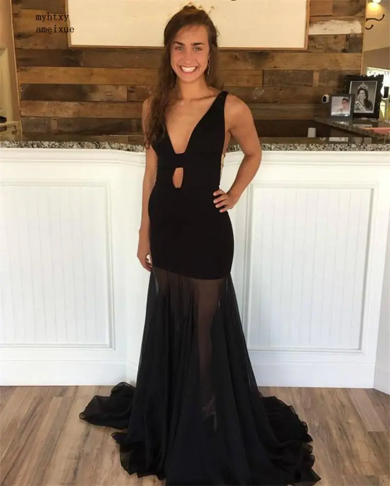 Китайские черные сексуальные атласные и шифоновые вечерние платья без рукавов