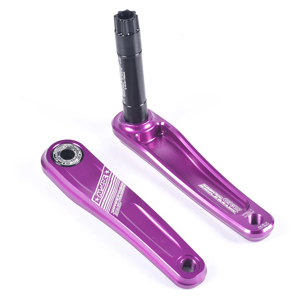 Crank purple Велосипедная кривошипная Экипировка для рук MTB шатун для горного велосипеда алюминиевая велосипедная кривошипная звездочка и нижний кронштейн 170 мм - Цвет: Crank purple