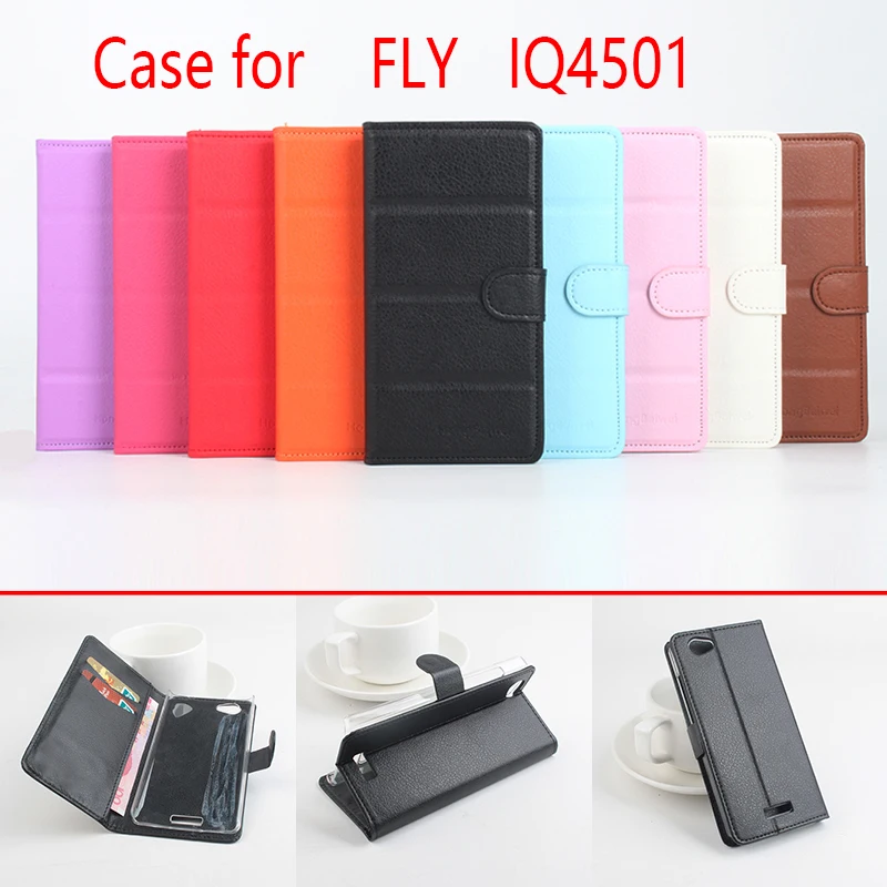 Для Fly IQ4501 Телефон Чехол Фолио откидная Однотонная одежда Личи шаблон PU кожаный