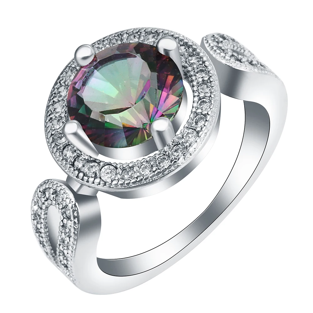 

Hainon модное женское Радужное кольцо Mystery обручальное кольцо, белое золото, ювелирные изделия, винтажные Свадебные Кольца для женщин