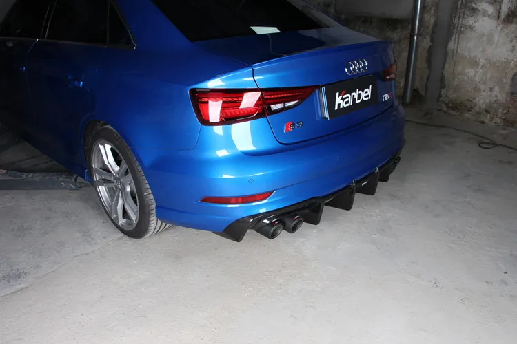 Для Audi A3 S3 заднего бампера для губ спойлер, диффузор обвес из углеродного волокна бампер фартук Защитная крышка