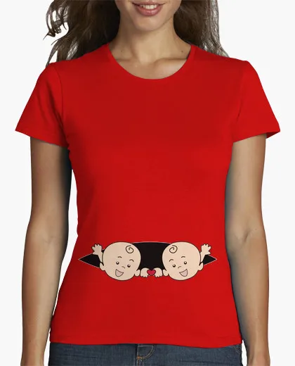 2017 Лето Бросился девушки футболка БЕРЕМЕННОСТЬ БЛИЗНЕЦОВ короткий О шеи Новинка