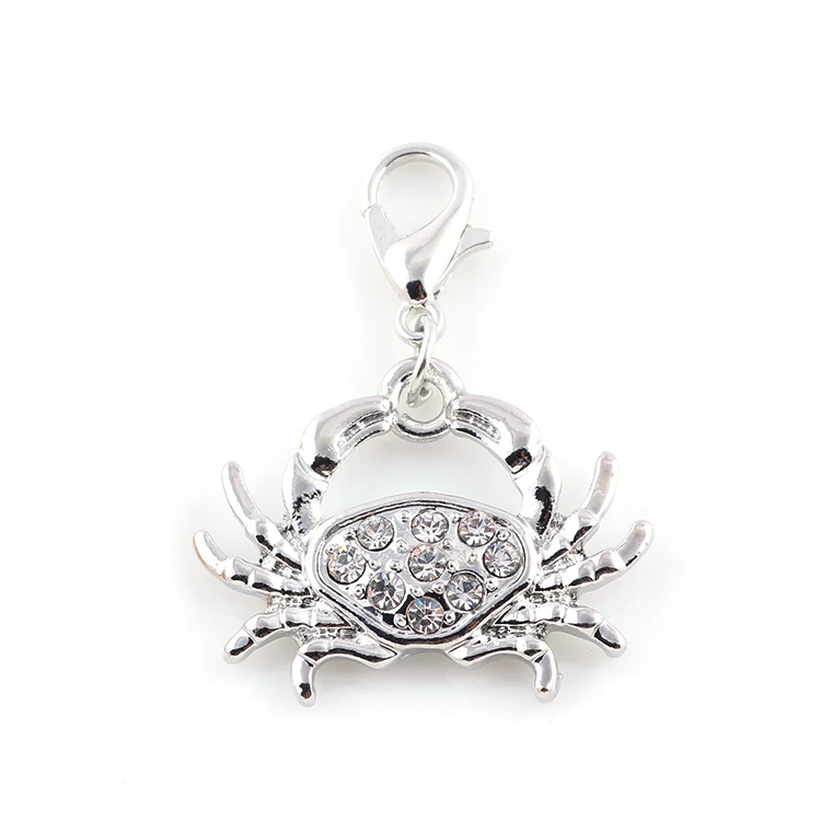 

20pcs/lot Free Shipping 20*25mm Silver Gold Color Crystal Crabs Animals Charms DIY Jewelry Accessories For Necklace & Bracelet
