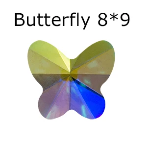Butterfly 8x9 50 шт украшение ногтя стразами для ногтей искусство Стекло Кристалл AB плоская задняя сторона не горячей фиксации страз клей на Рождество декор супер блестящий - Цвет: Butterfly 8x9