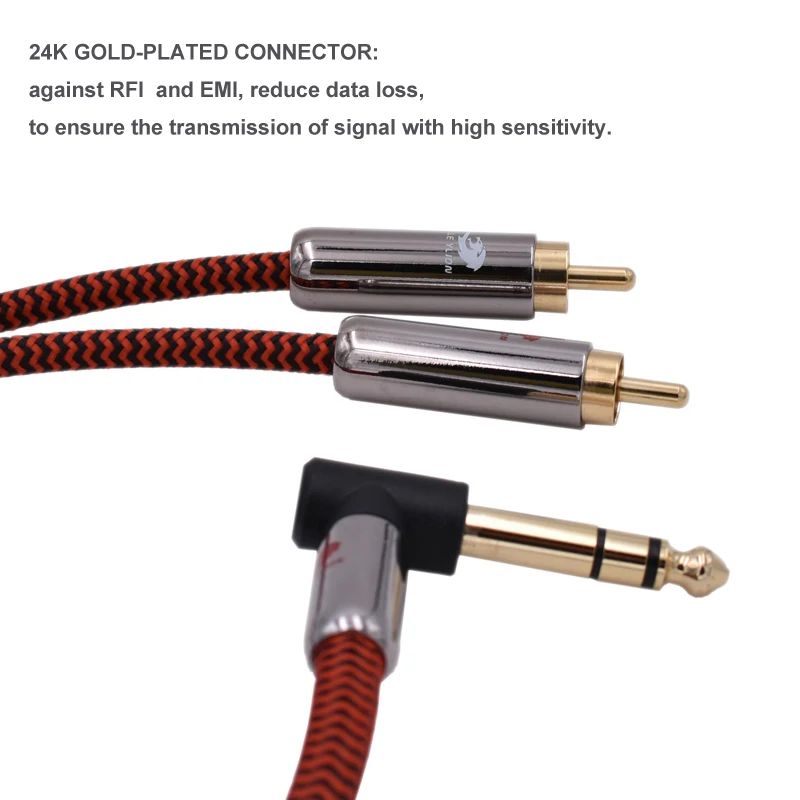 Угловой стерео 6 35 мм двойной соединитель гнездо типа RCA аудио кабель HiFi смеситель
