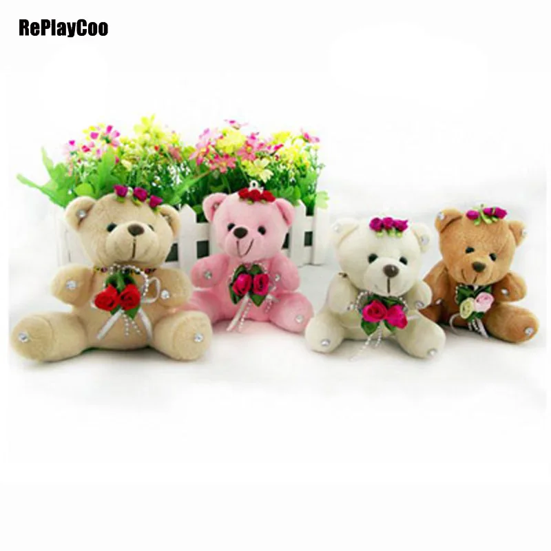5pcs/lotMini Teddy Bear Stuffed Plush Toys 12cm Small Bear Stuffed Toys pelucia Pendant Kids Birthday Gift Party Decor 57