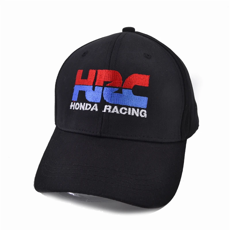 Мужская и женская брендовая бейсбольная кепка HRC Honda Racing Car Fans с вышивкой, регулируемая бейсбольная Кепка Snapback, s шапки, Мужская Женская кепка - Цвет: Черный