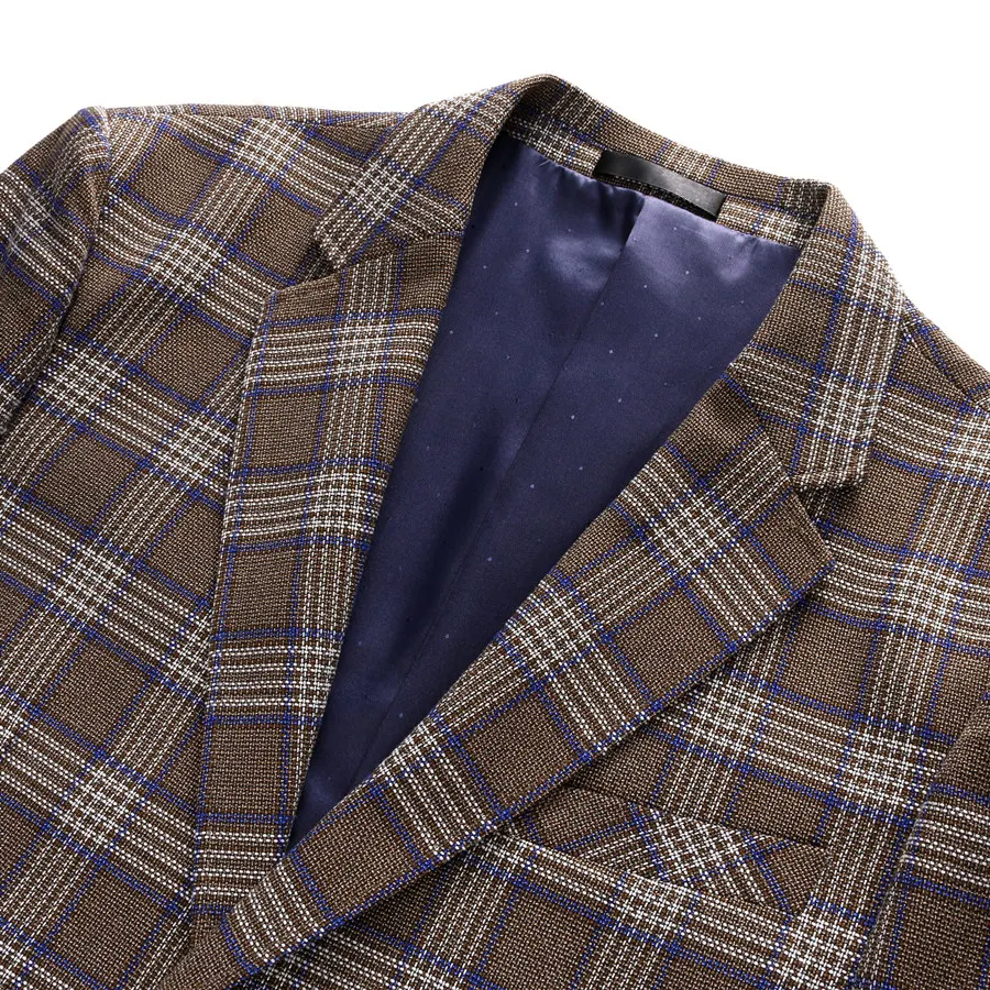 Plyesxale Slim Fit клетчатый блейзер мужской пиджак 2019 Демисезонный Повседневный