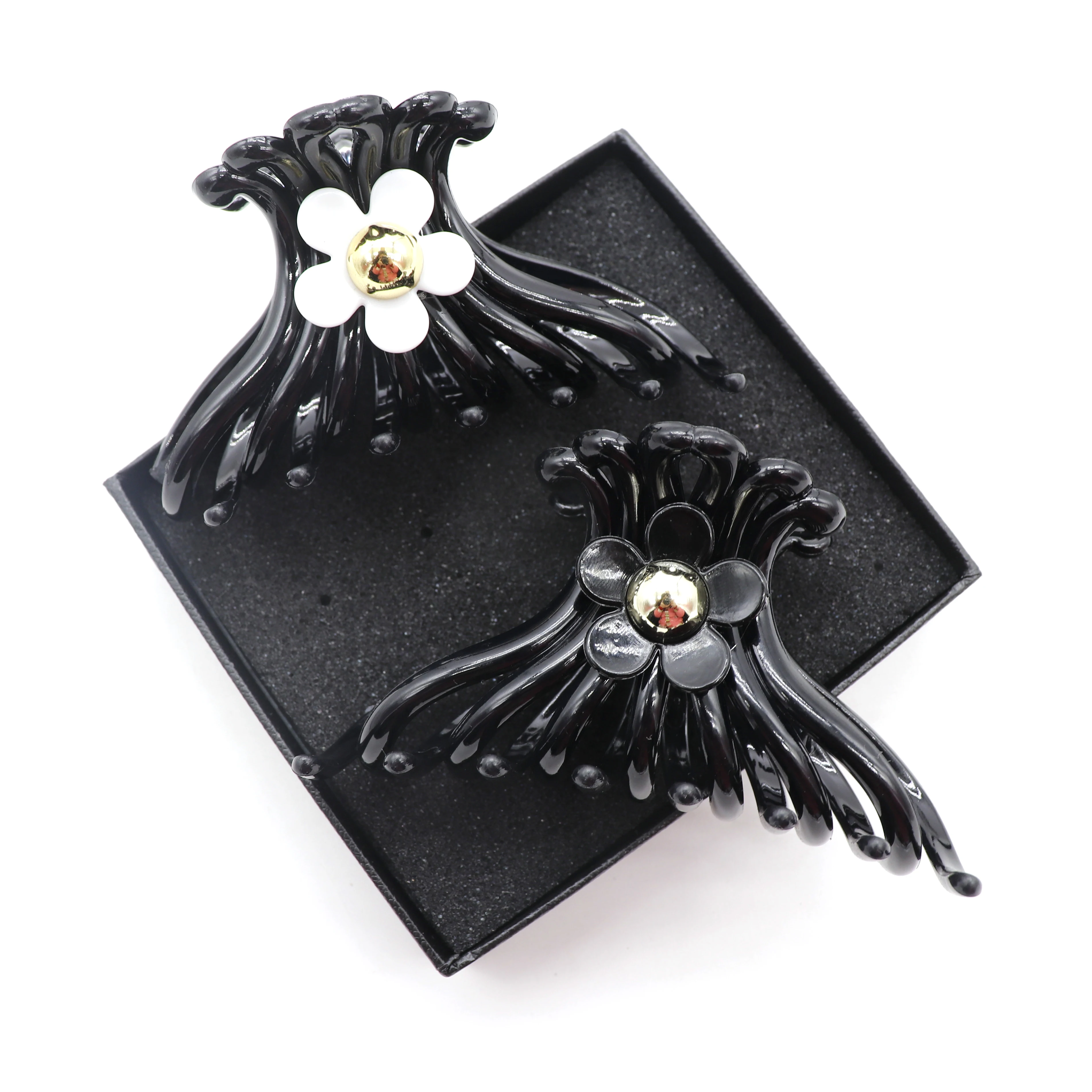 Женские акриловые заколки когти с большим цветком розы черные крабы для девочек