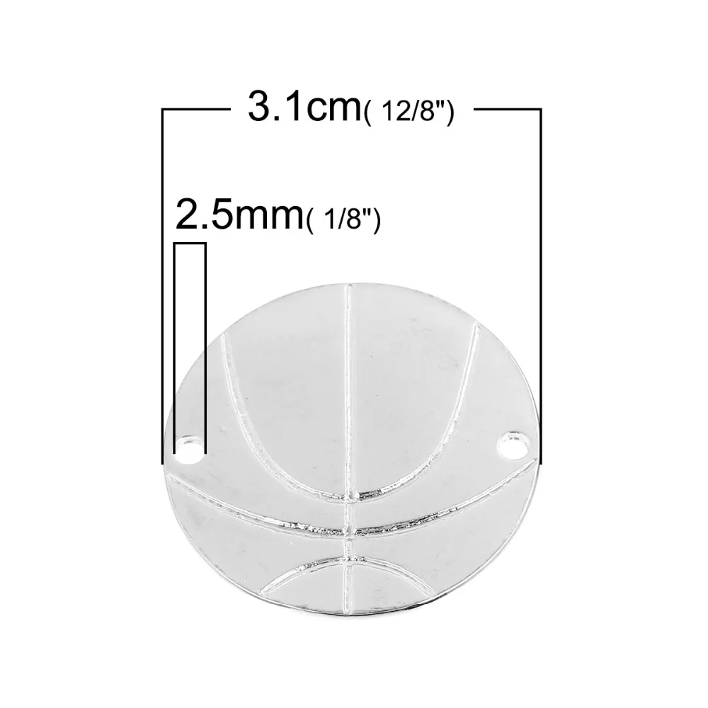 Дорин Box цинкового сплава на основе Баскетбол Круглый Кулон серебро Золотой Цвет