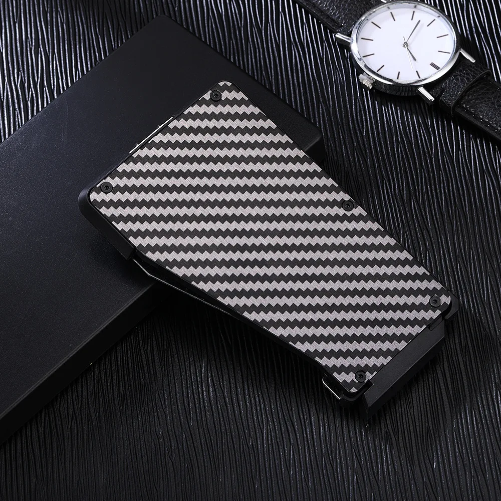 Carbon fiber black Горячая раздвижные вентилятор угольный волоконный кошелек денежных держатель для карт Бизнес бумажник с протекторами для банковских карт чехол Карманный Кошелек противопожарные - Цвет: Carbon fiber black