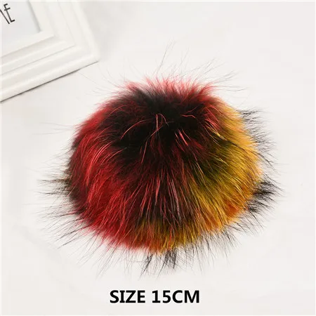 colorful 15cm 5 шт./лот DIY 13 см мех серебристой лисы 15-16 см помпоны из меха енота для вязаная шапка, кепка, бини, брелок и шарфы из натурального меха - Цвет: colorful 15cm